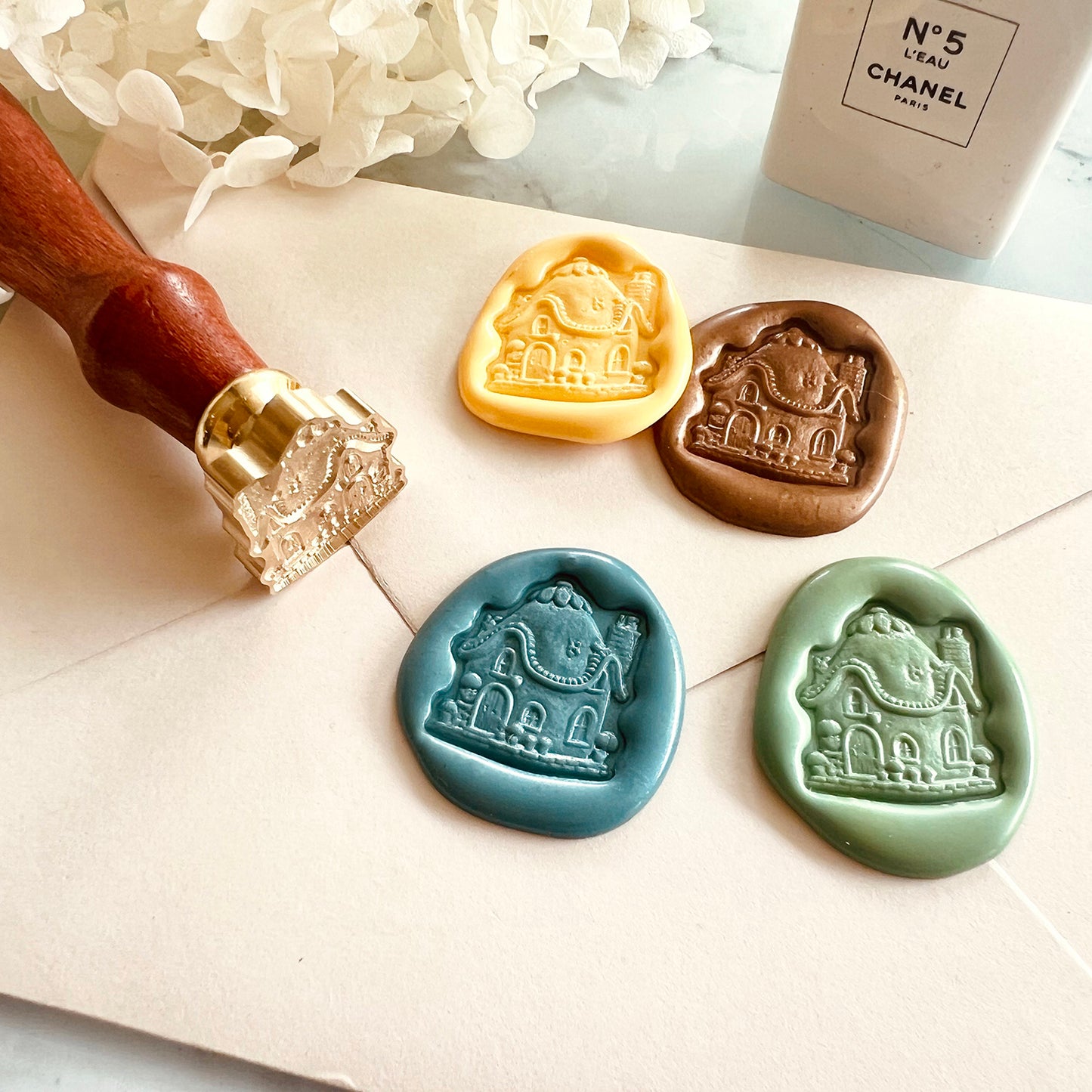 Cottage House Wax Seal Stamp – Brass Special Shape 21.6×24mm – Fairy Tale Home