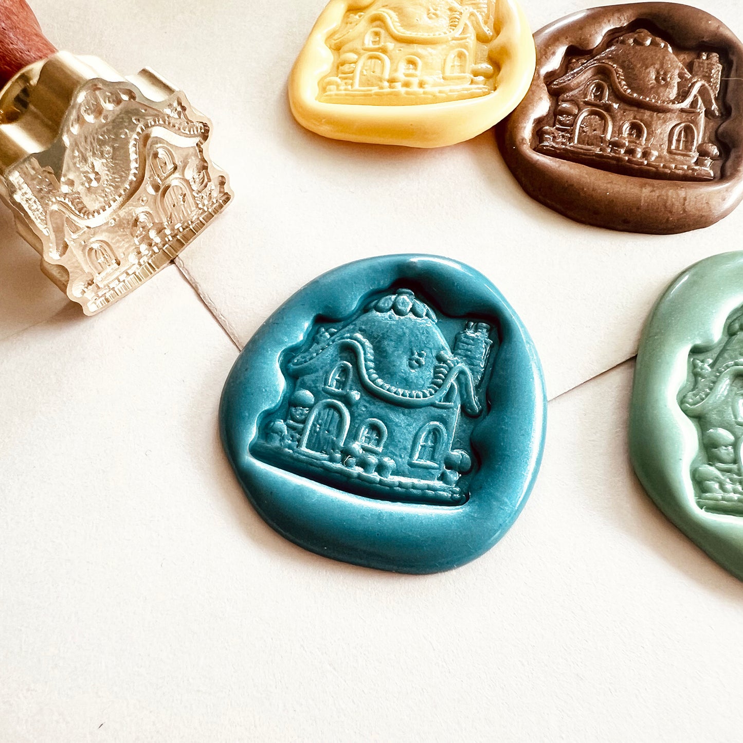 Cottage House Wax Seal Stamp – Brass Special Shape 21.6×24mm – Fairy Tale Home