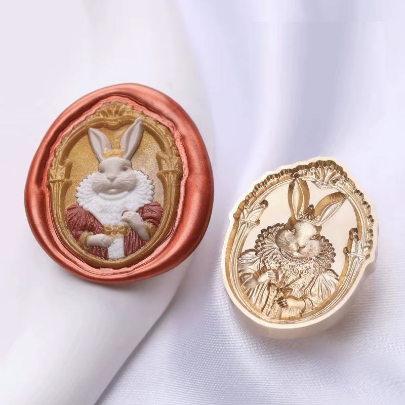Royal Bunny Wax Seal Stamp – Oval Brass Stamp size 27.2x34.7mm
