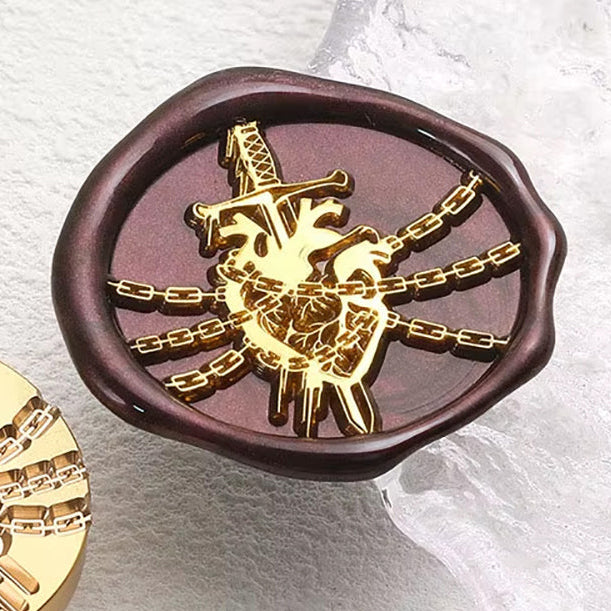 Anatomical Heart Wax Seal Stamp 30mm – Gothic Sword & Chain