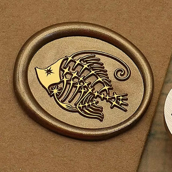 Fossil Fish Skeleton Wax Seal Stamp 22x28mm