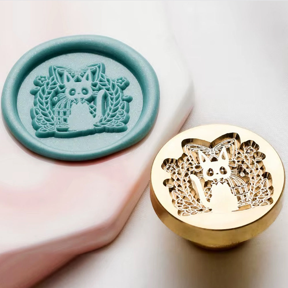 Whimsical Cat and Butterfly Wax Seal Stamp (25mm)