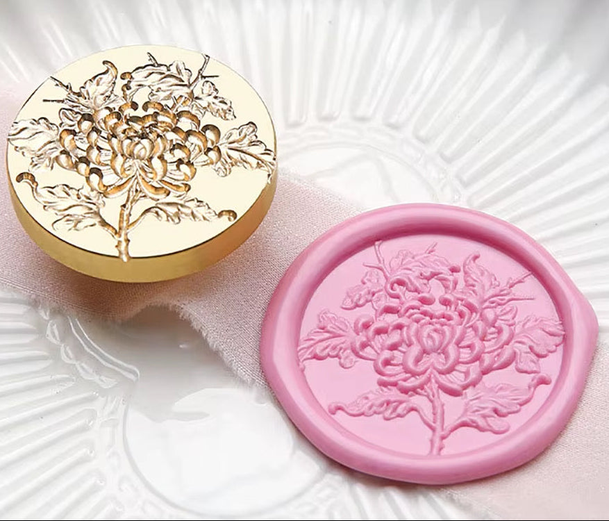Chrysanthemum Flower Wax Seal Stamp size 30mm