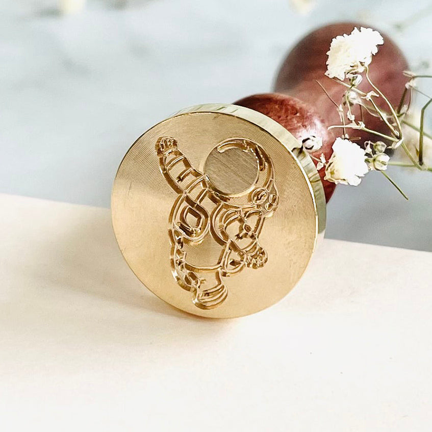 Floating Astronaut Wax Seal Stamp - Space Themed Brass Stamp size 25mm