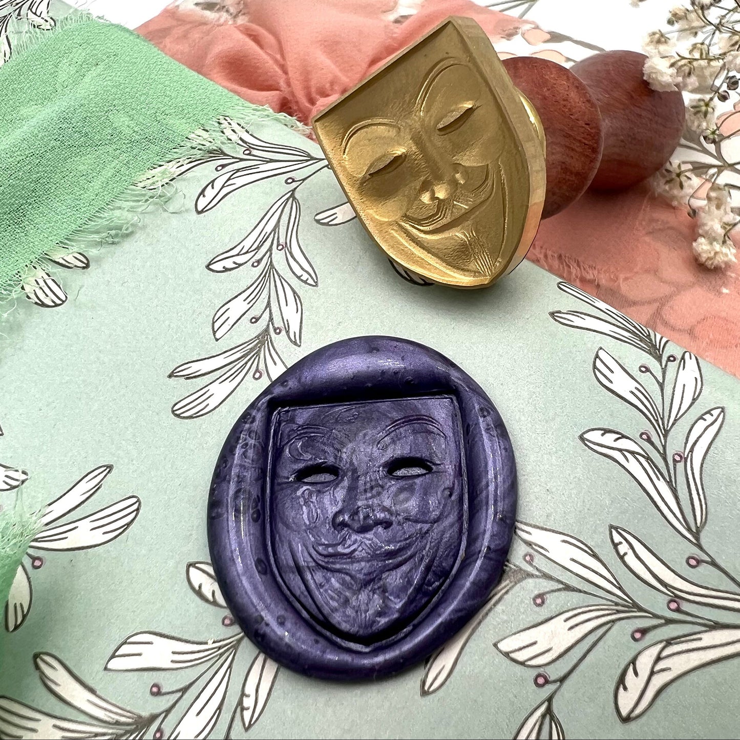 Theater Mask Wax Seal Stamp size 22x32mm