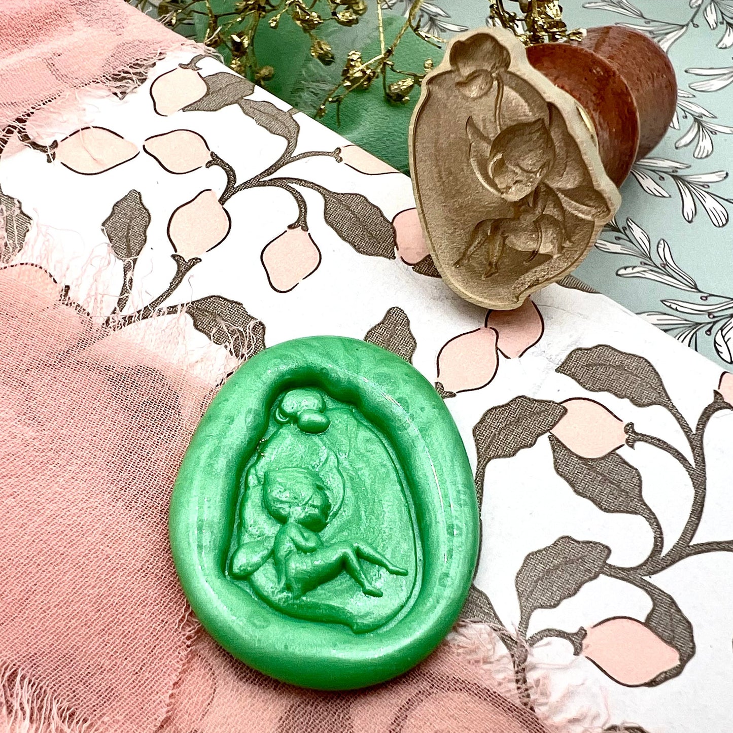 Sleeping Fairy Wax Seal Stamp size 16x23 mm