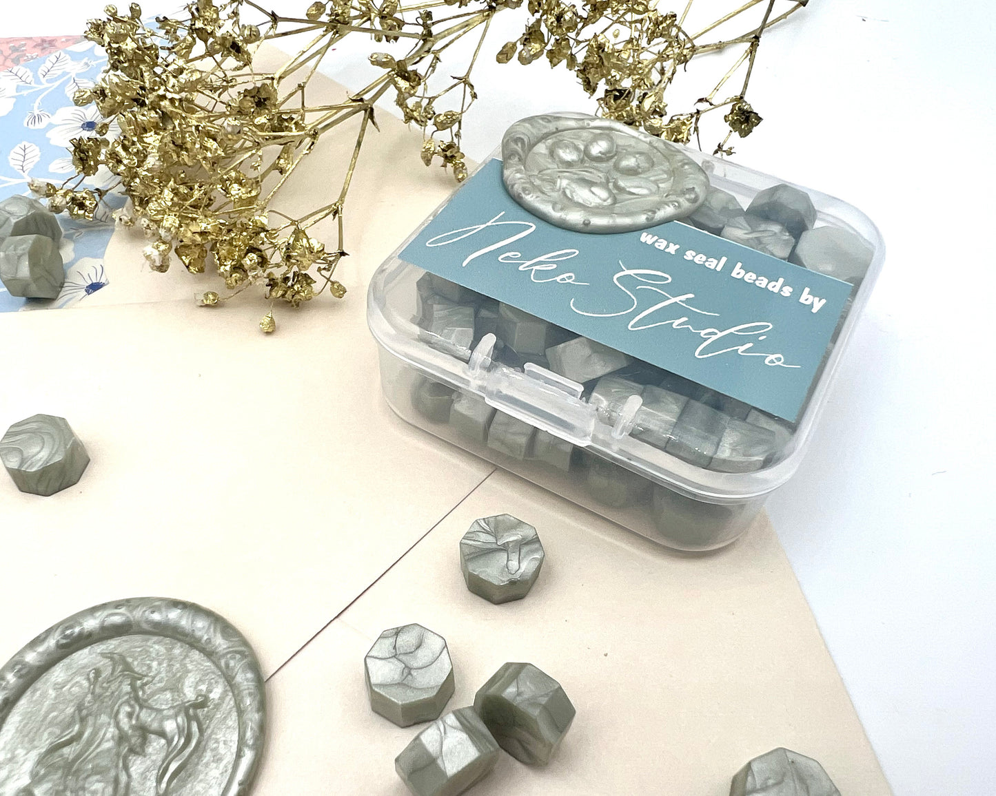 DL85-Green Silver color wax seal beads