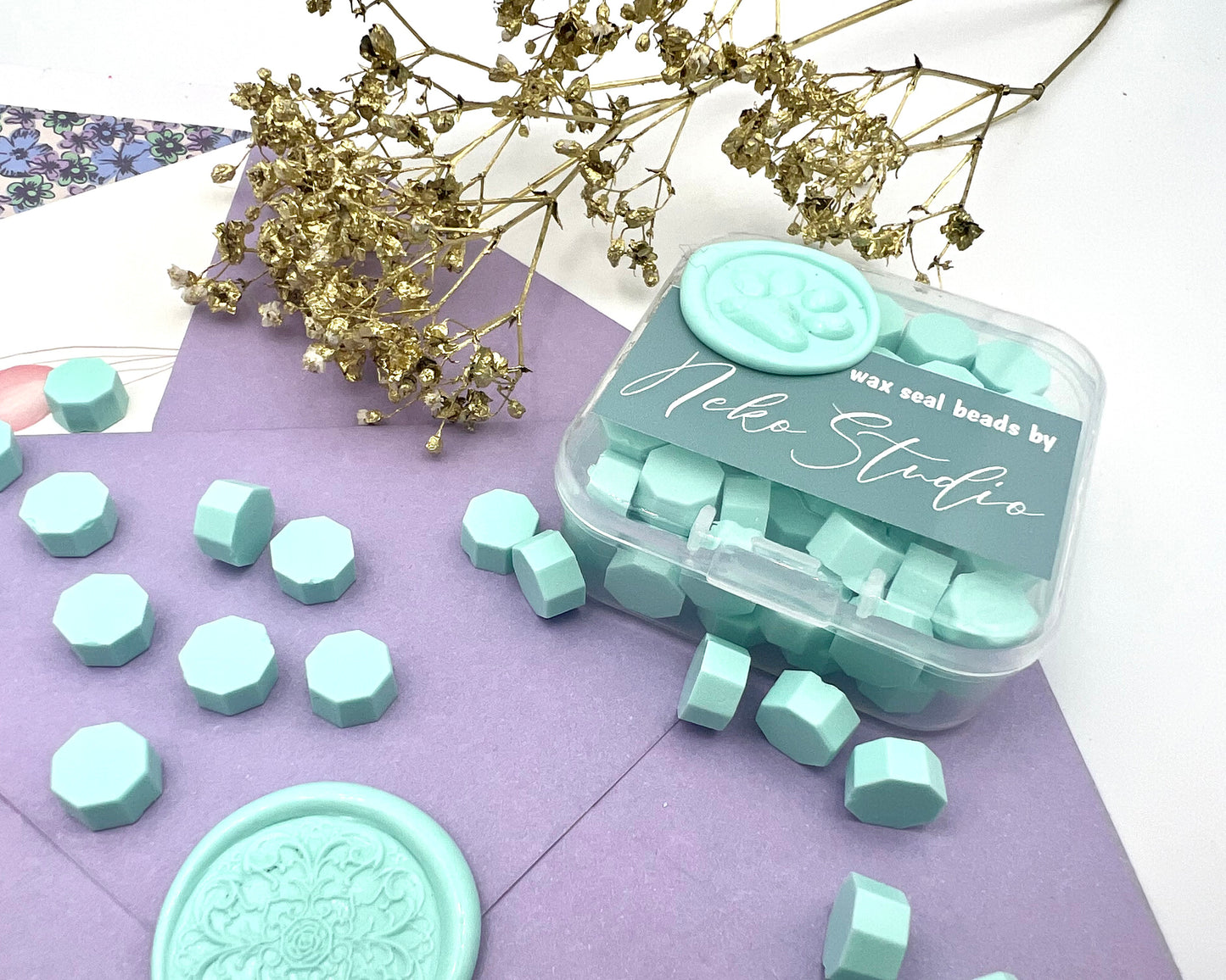 DL16-Mint Green color wax seal beads