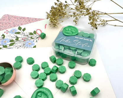 DL74-leaf Green color wax seal beads