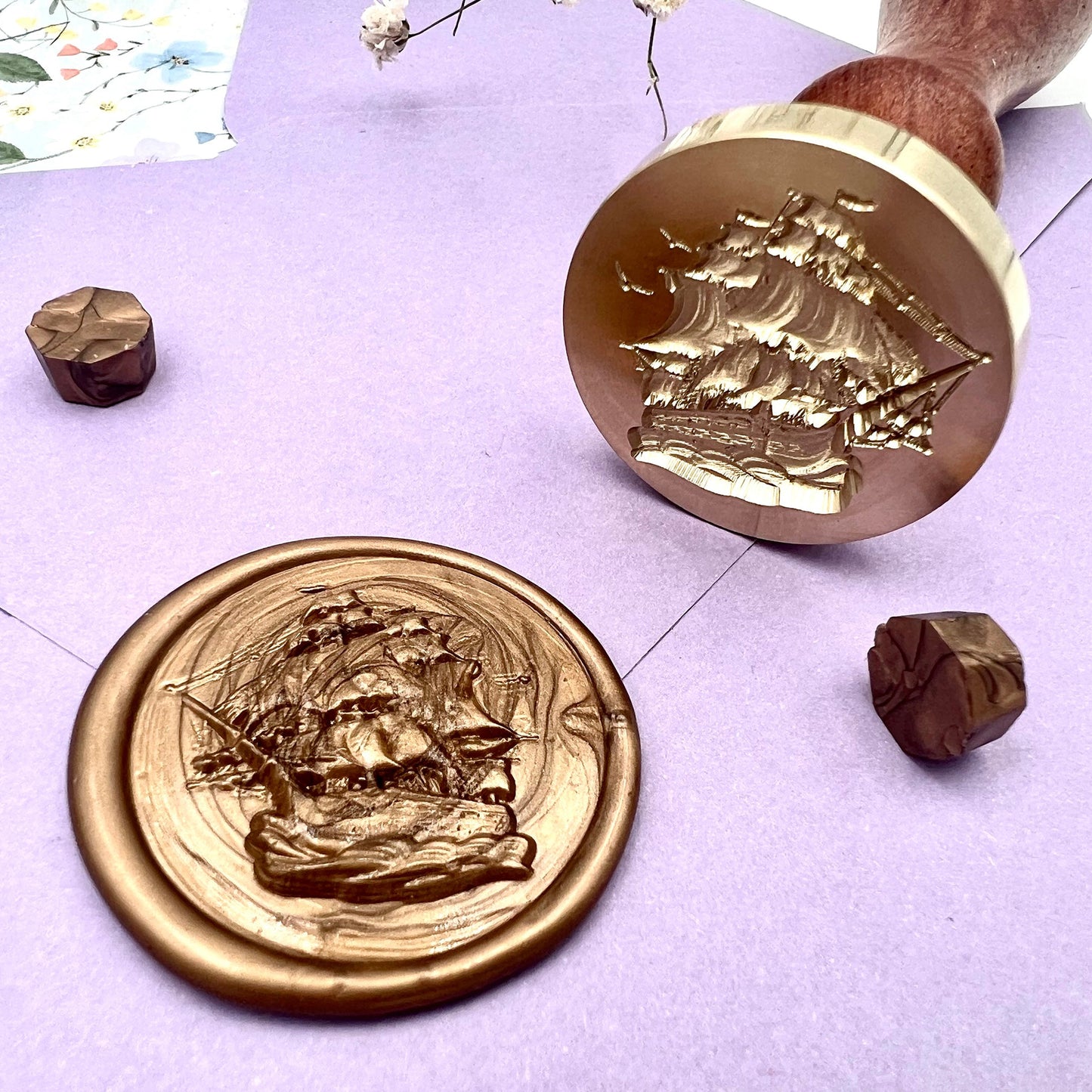 Vintage Sailing Ship Wax Seal Stamp size 30mm