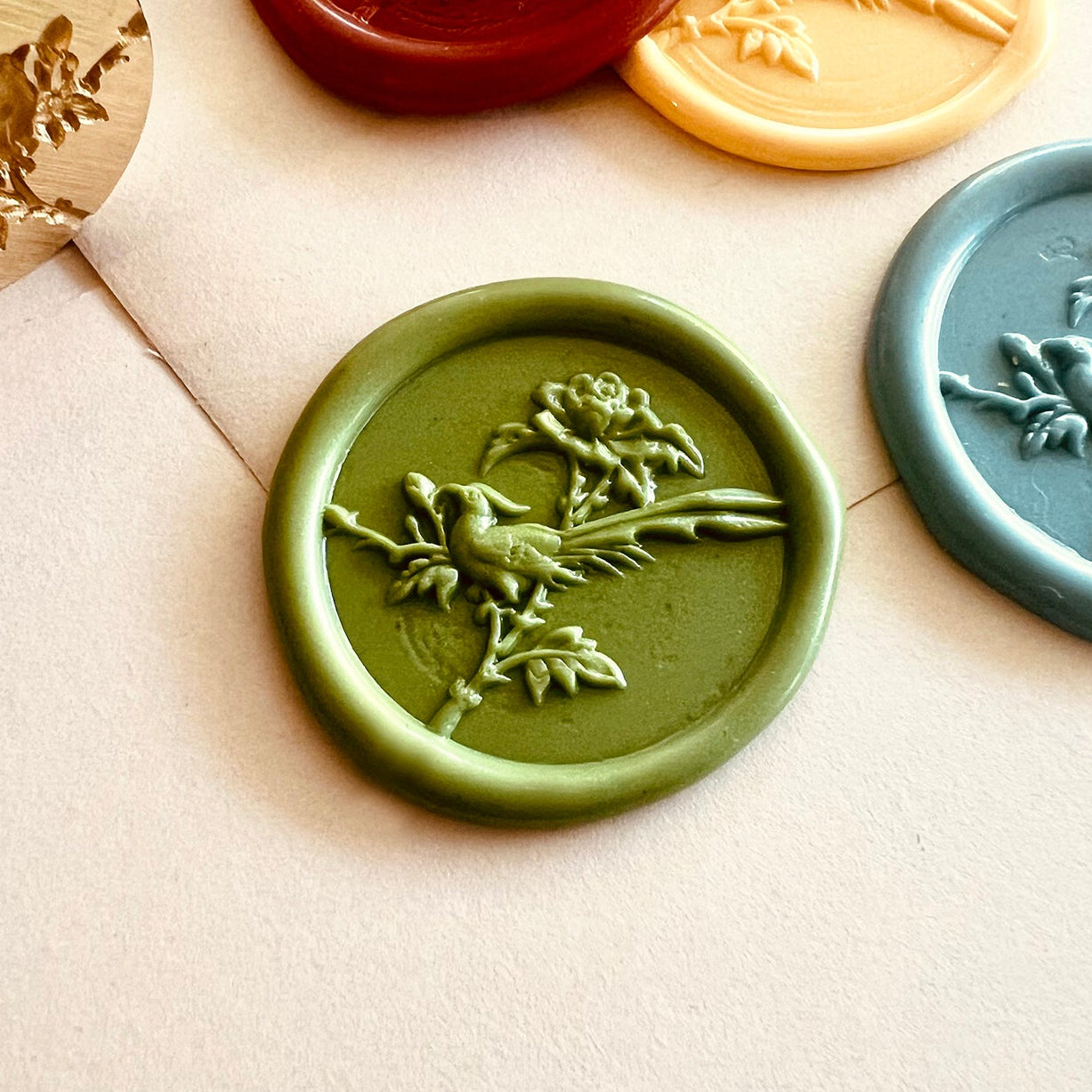 Bird and Flower Wax Seal Stamp – Brass Stamp size 25mm