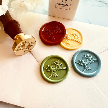 Bird and Flower Wax Seal Stamp – Brass Stamp size 25mm