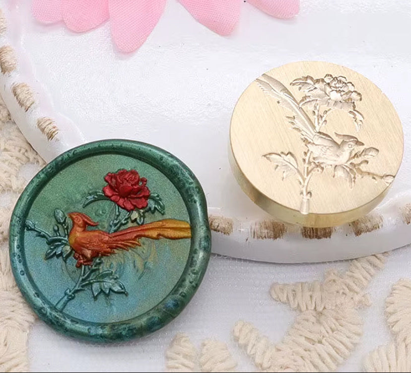 Bird and Flower Wax Seal Stamp – Brass Stamp size 25mm
