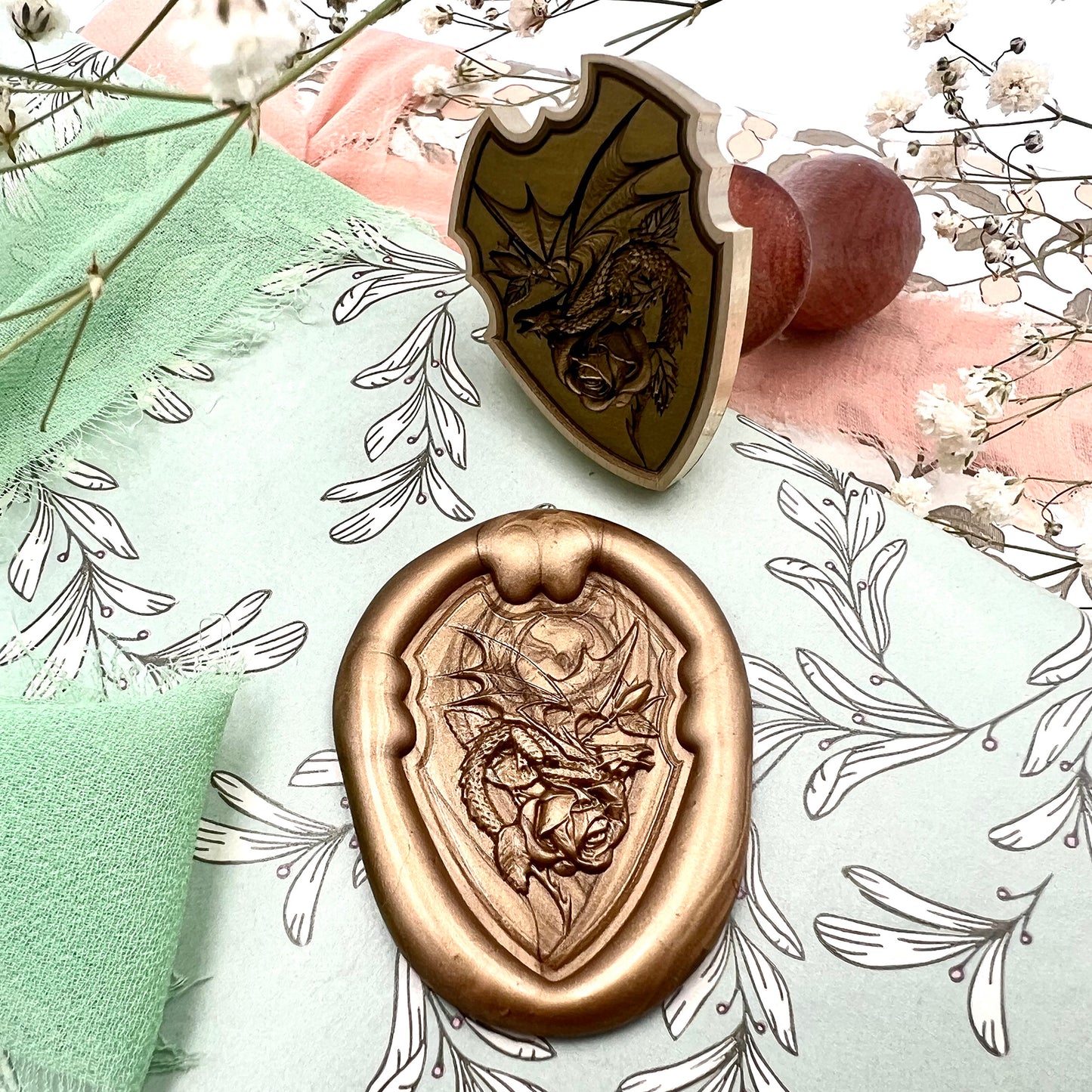 3D Dragon Wax Seal Stamp – Medieval Fantasy (22x32mm)