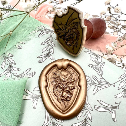 3D Dragon Wax Seal Stamp – Medieval Fantasy (22x32mm)