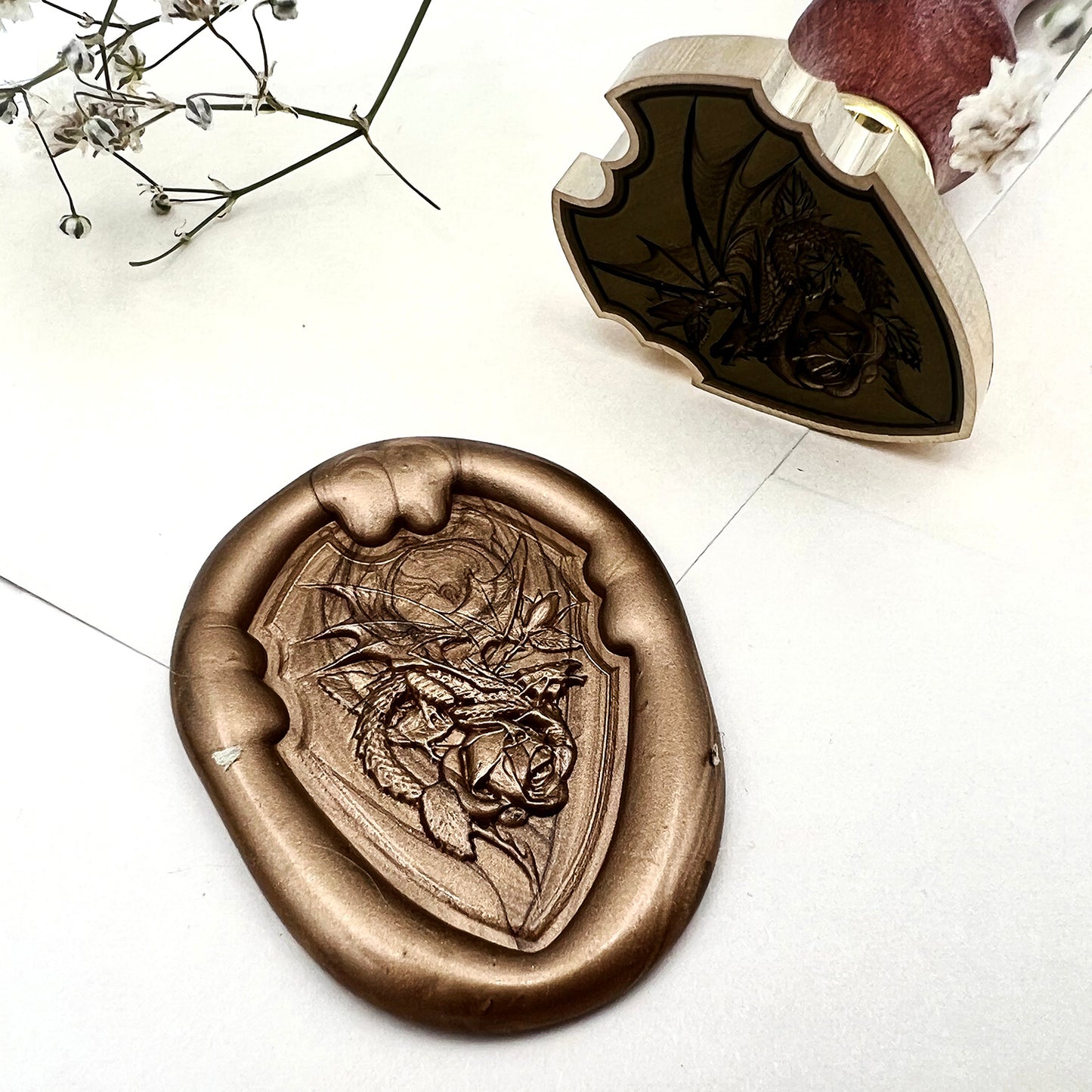 3D Dragon Wax Seal Stamp – Medieval Fantasy (22x32mm)