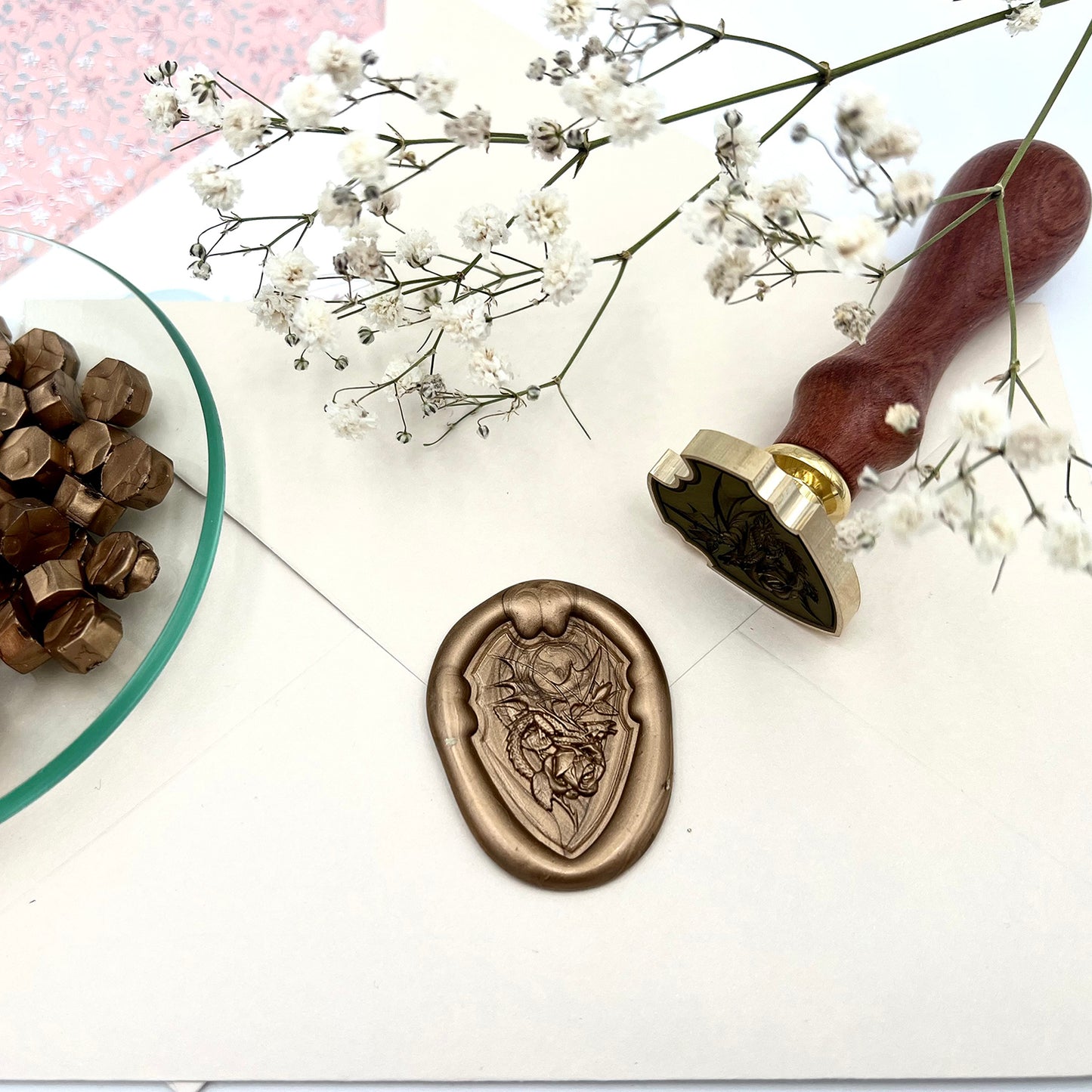 3D Dragon Wax Seal Stamp – Medieval Fantasy (22x32mm)