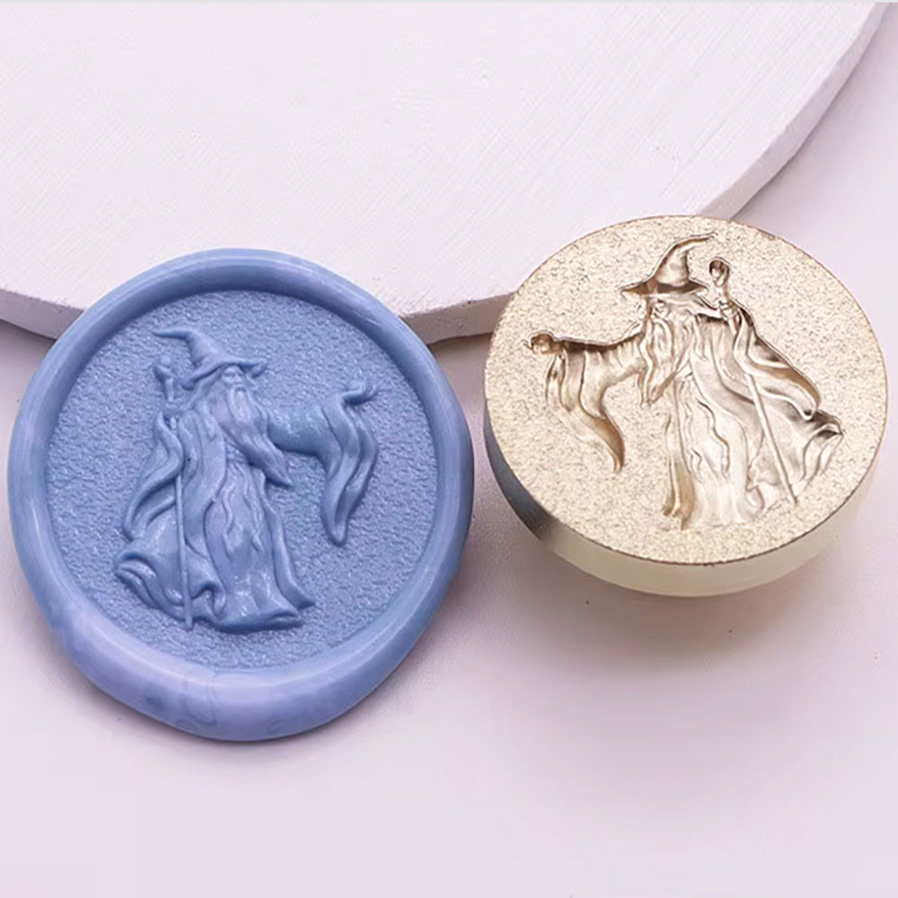 3D Wizard Wax Seal Stamp – Mystical Magic Sorcerer Design (25mm)