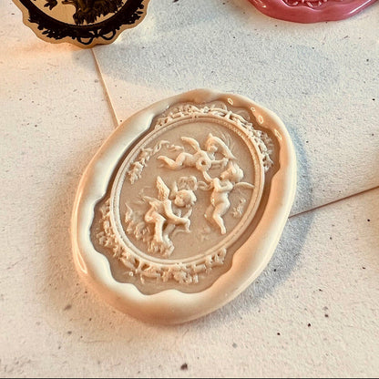 Romantic Cherub Wax Seal Stamp Vintage Angel size 29x20 mm.