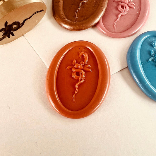 Dragon and Flower Wax Seal Stamp size 29.5x17.5 mm