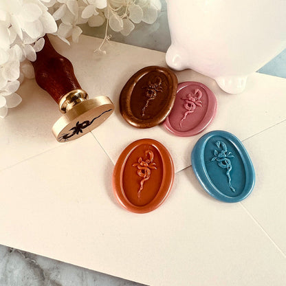 Dragon and Flower Wax Seal Stamp size 29.5x17.5 mm