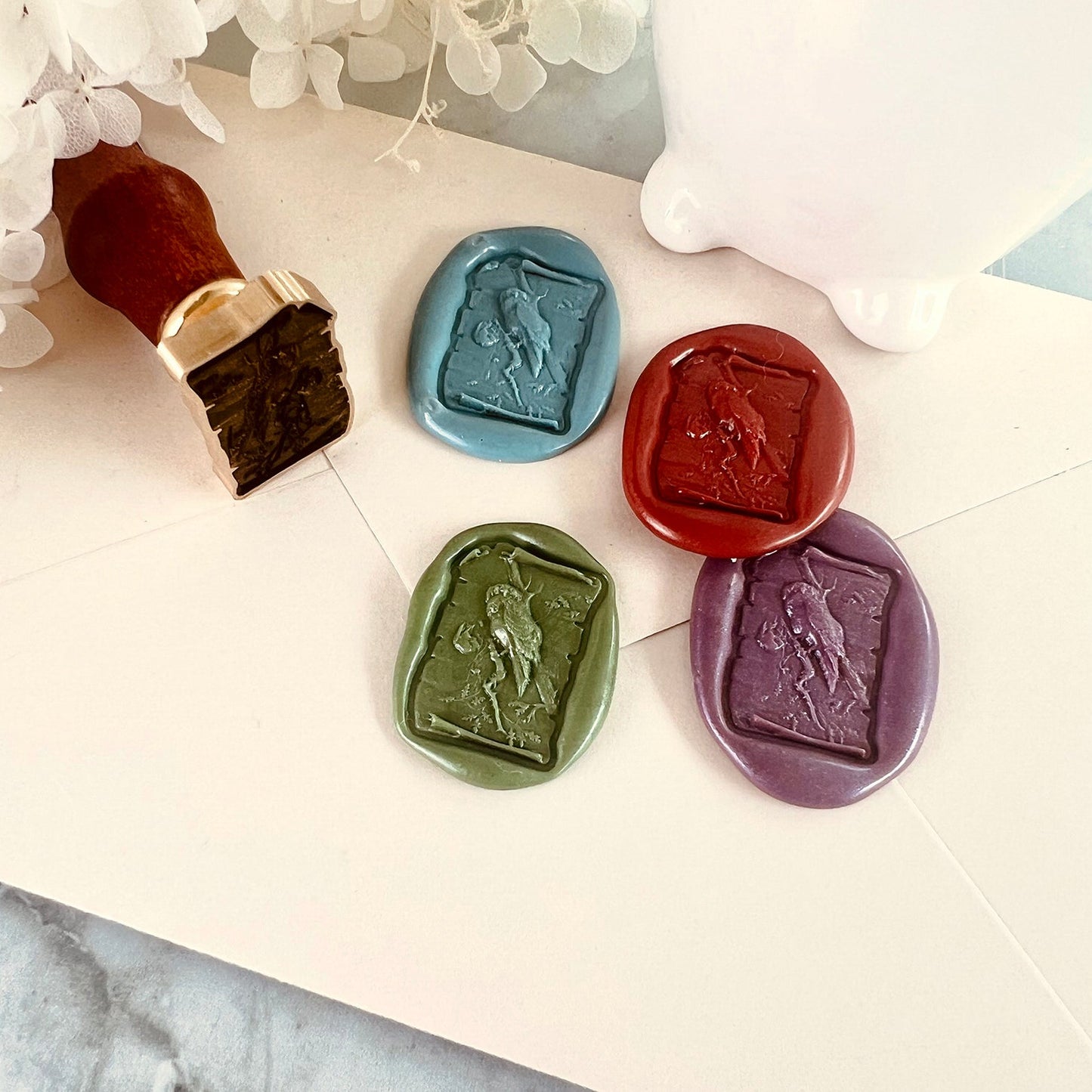 Bird on Branch Wax Seal Stamp size 26x18 mm.