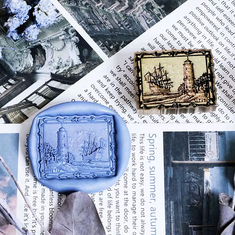 Vintage Lighthouse and Sailing Ship Wax Seal Stamp – 28x22mm Brass Seal Stamp