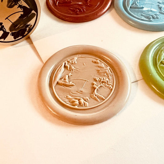 Fishing Scene Wax Seal Stamp size 25mm