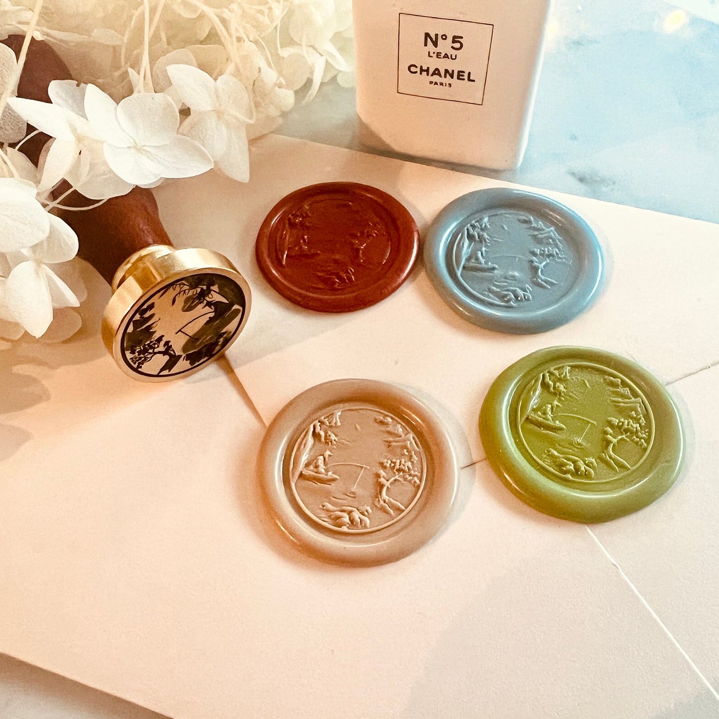 Fishing Scene Wax Seal Stamp size 25mm