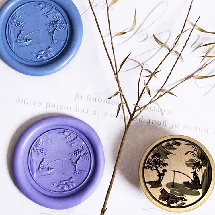 Fishing Scene Wax Seal Stamp size 25mm