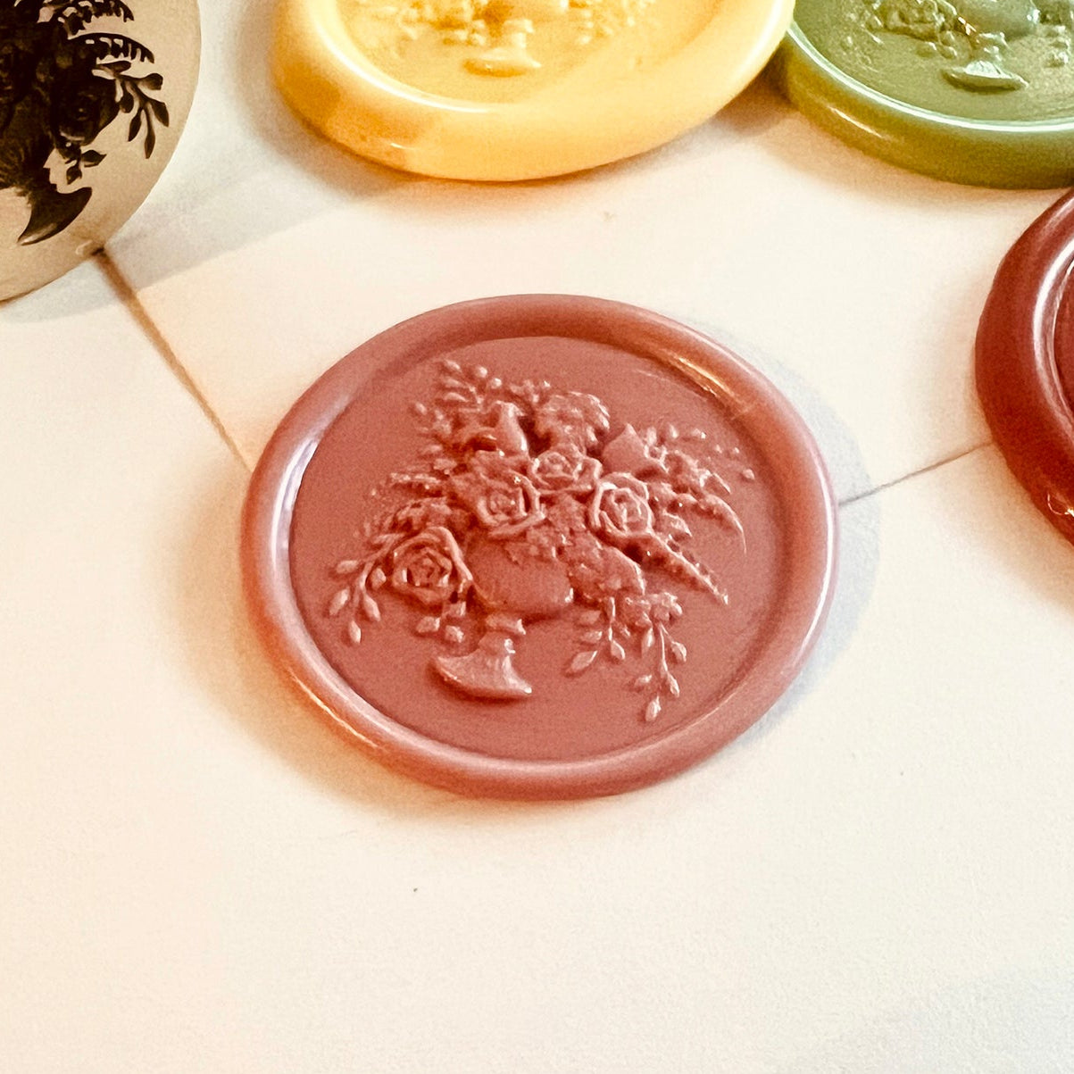 Floral Vase Wax Seal Stamp size 25mm