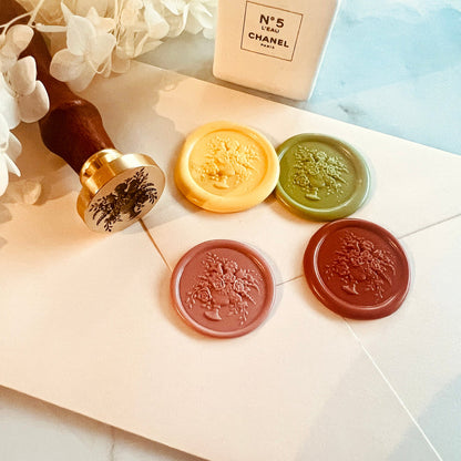 Floral Vase Wax Seal Stamp size 25mm
