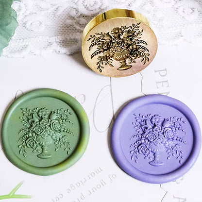 Floral Vase Wax Seal Stamp size 25mm