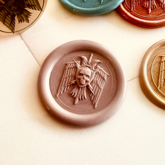 Winged Skull Wax Seal Stamp size 25mm