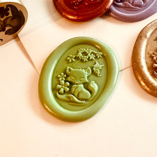 Fox with Flowers Wax Seal Stamp size 25mm