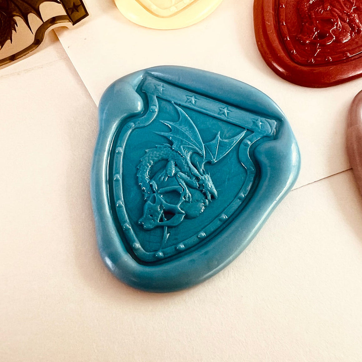 Fantasy Dragon Wax Seal Stamp – Intricate Medieval Crest Brass Stamp