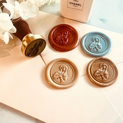 Virgin Mary Wax Seal Stamp – 25mm Brass Religious Seal