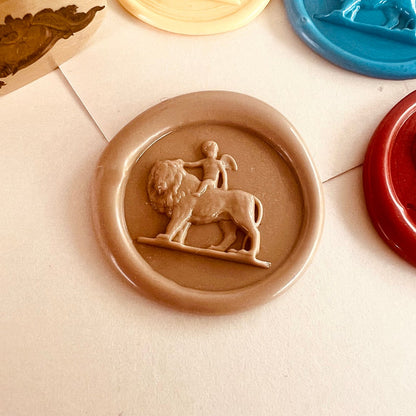 Cupid Riding a Lion Wax Seal Stamp size 25mm