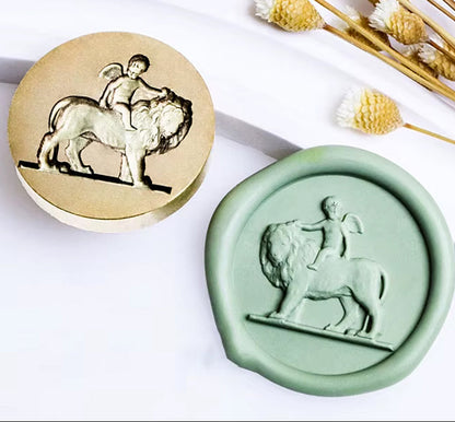 Cupid Riding a Lion Wax Seal Stamp size 25mm