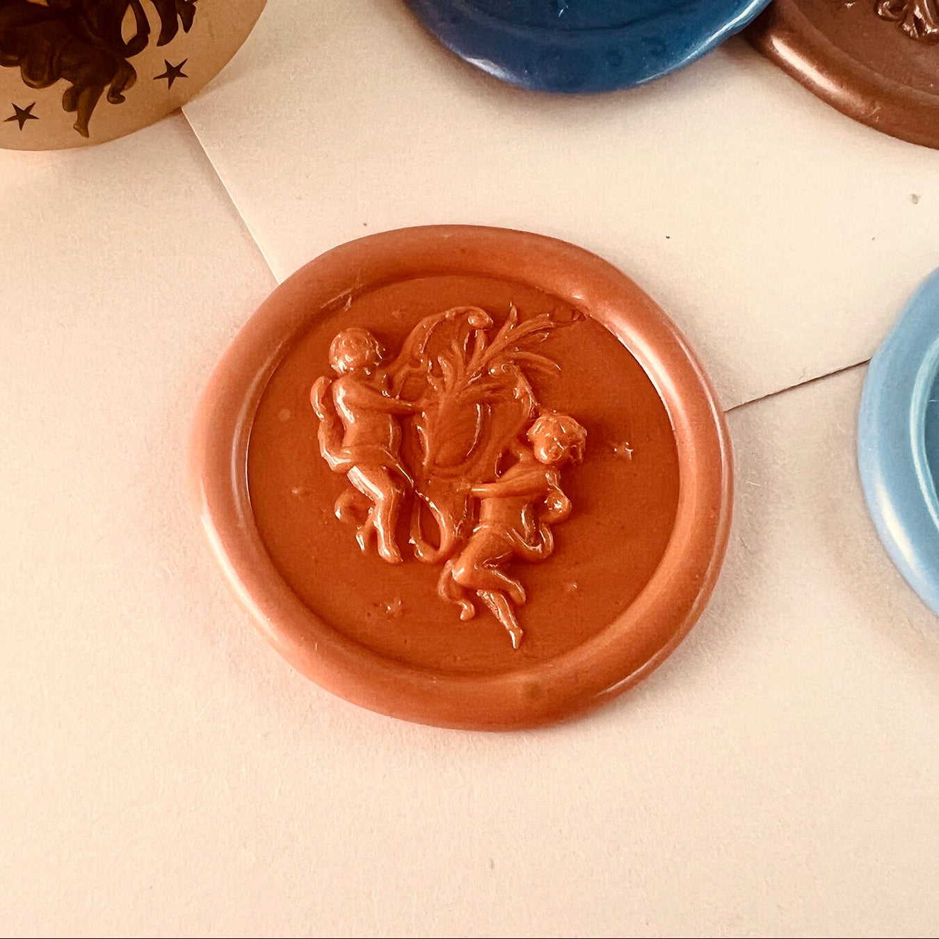 Cherub Starry Night Wax Seal Stamp size 25mm
