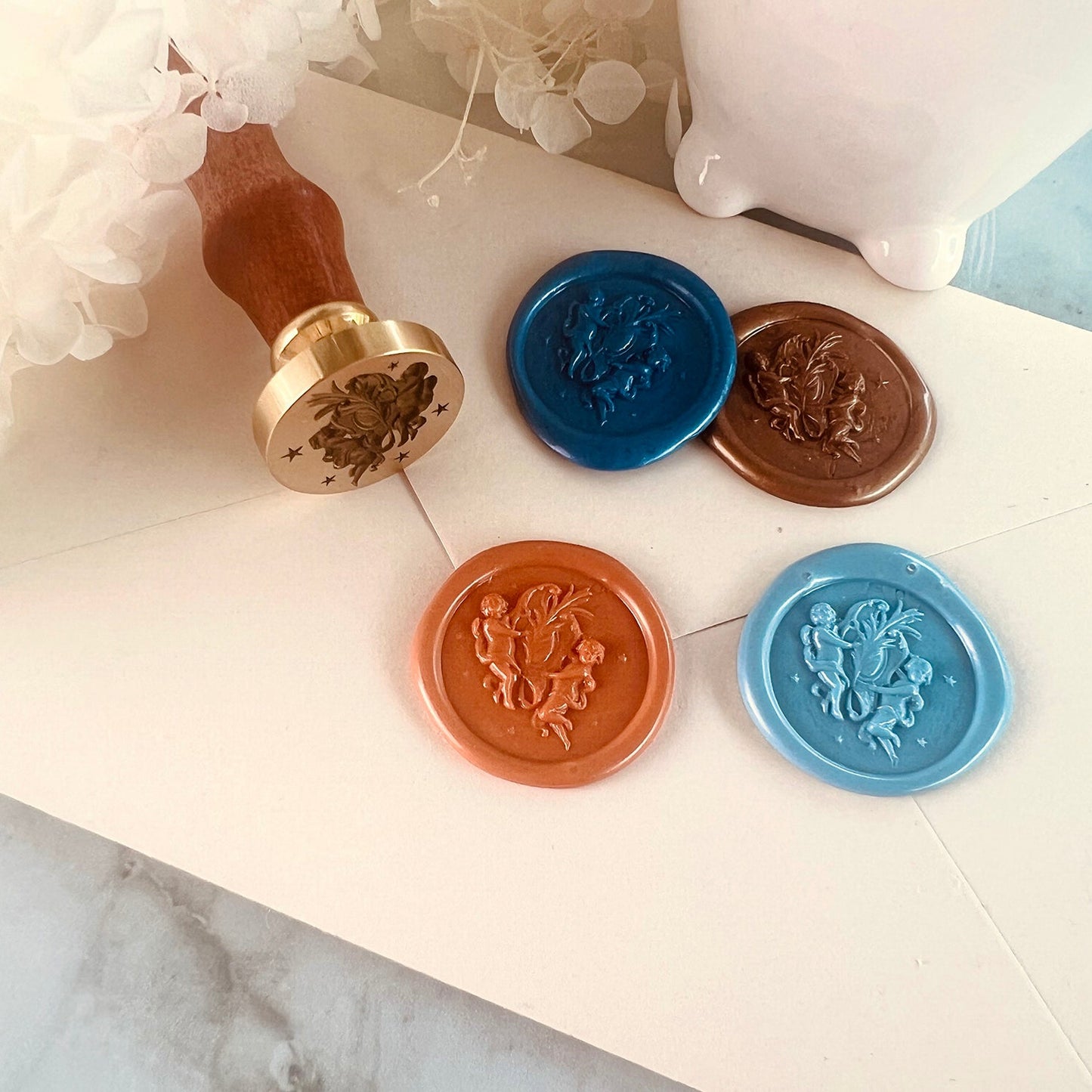 Cherub Starry Night Wax Seal Stamp size 25mm