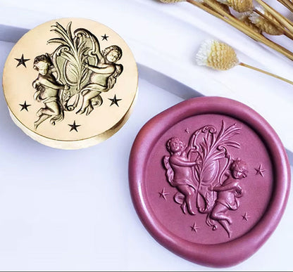 Cherub Starry Night Wax Seal Stamp size 25mm