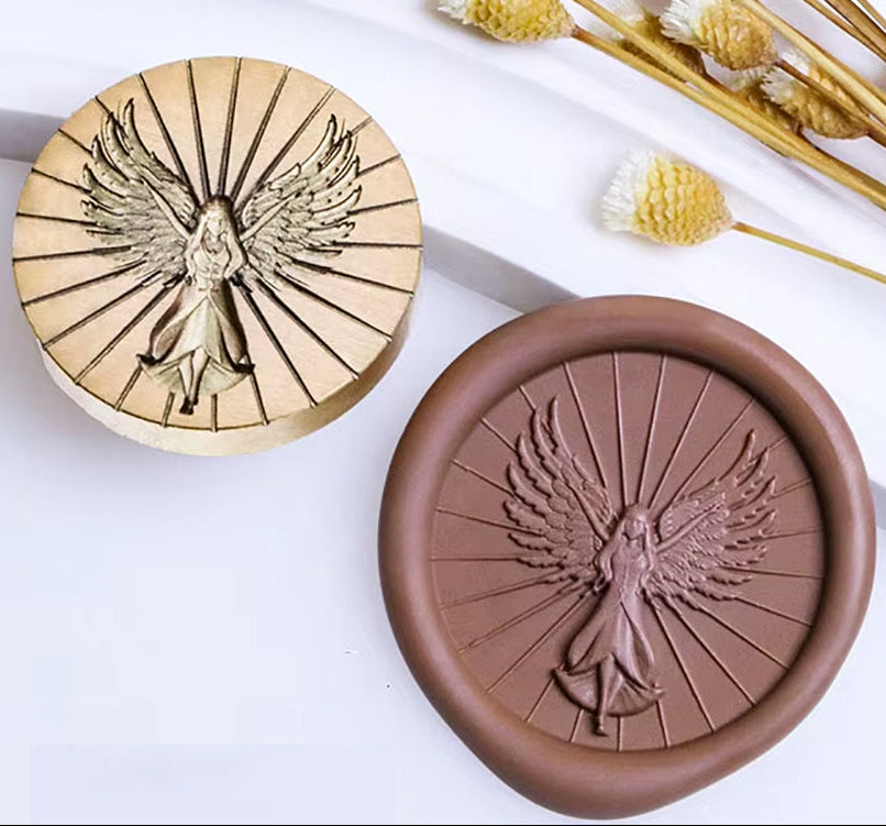 Radiant Angel with Wings Wax Seal Stamp size 25mm