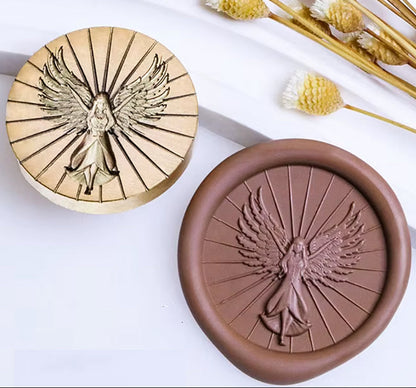 Radiant Angel with Wings Wax Seal Stamp size 25mm