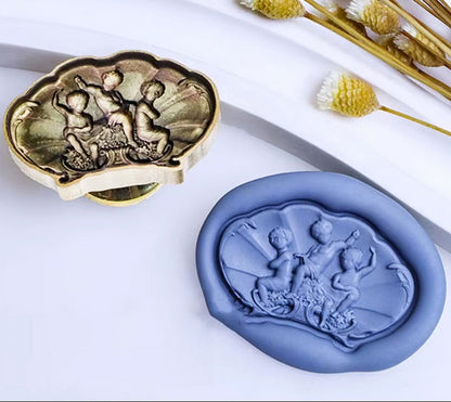 Vintage Cherubs Wax Seal Stamp size 28x18mm