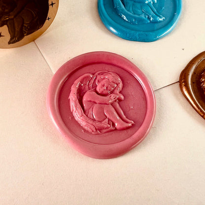 Sleeping Angel Wax Seal Stamp size 25mm