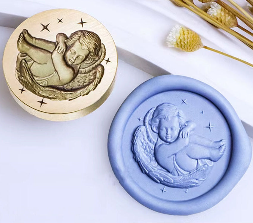 Sleeping Angel Wax Seal Stamp size 25mm