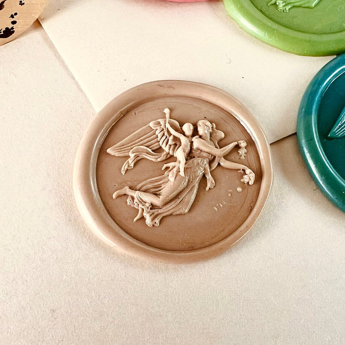 Flying Angel with Child Wax Seal Stamp – 25mm Brass Seal