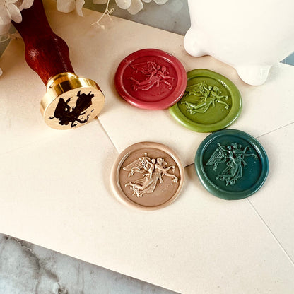 Flying Angel with Child Wax Seal Stamp – 25mm Brass Seal