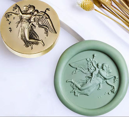 Flying Angel with Child Wax Seal Stamp – 25mm Brass Seal